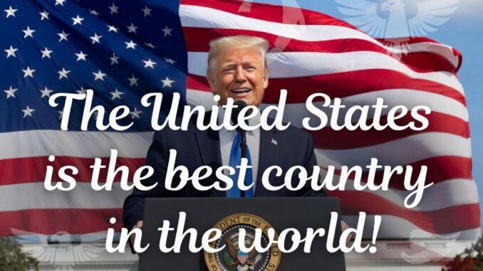 Man speaking at presidential podium with American flag