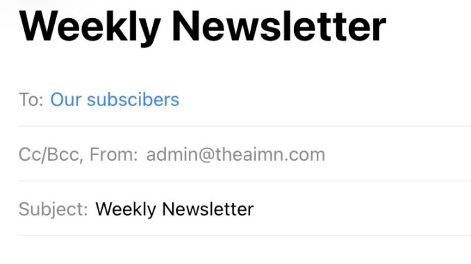 Weekly newsletter email draft to subscribers